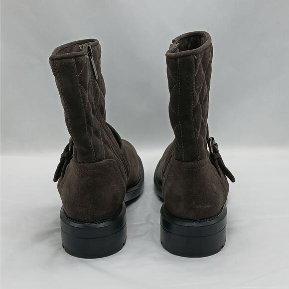 Aquatalia Suede Western Ankle Boots Women 7M Gray Quilted Gorpcore Hiking Grunge - Picture 6 of 11